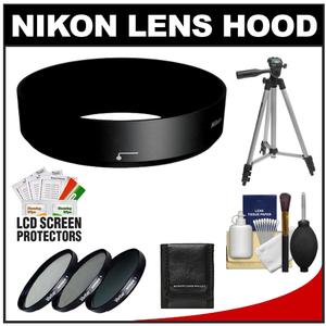 Nikon HB-N101 Bayonet Lens Hood for Nikon 1 10-30mm VR (Black) with 40.5mm (UV/CPL/ND8) Filter Set + Tripod + Cleaning & Accessory Kit - Digital Cameras and Accessories - Hip Lens.com