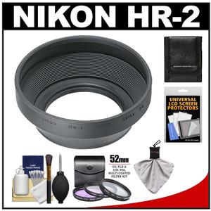 Nikon HR-2 Screw-on Rubber Lens Hood for 50mm f/1.4 D & 50mm f/1.8 D with 3 (UV/FLD/CPL) Filter Set + Accessory Kit - Digital Cameras and Accessories - Hip Lens.com