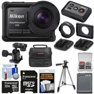 Nikon KeyMission 170 Wi-Fi Shock & Waterproof 4K Video Action Camera Camcorder with Remote + 32GB Card + Battery + Case + Tripod + Kit