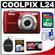 Nikon Coolpix L24 Digital Camera (Red) - Factory Demo with 4GB Card + Case + Accessory Kit