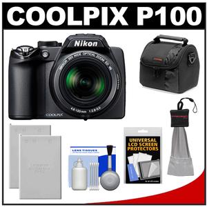Nikon Coolpix P100 Digital Camera (Matte Black) - Refurbished with (2) EN-EL5 Batteries + Case + Accessory Kit - Digital Cameras and Accessories - Hip Lens.com