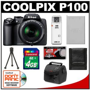 Nikon Coolpix P100 Digital Camera (Matte Black) - Refurbished with 4GB Card + EN-EL5 + Case + Accessory Kit - Digital Cameras and Accessories - Hip Lens.com