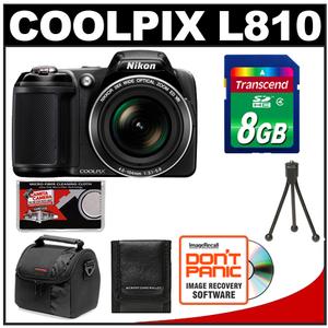 Nikon Coolpix L810 Digital Camera (Black) - Refurbished with 8GB Card + Case + Accessory Kit - Digital Cameras and Accessories - Hip Lens.com
