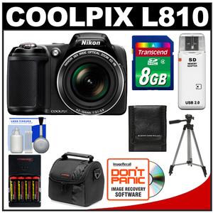 Nikon Coolpix L810 Digital Camera (Black) - Refurbished with 8GB Card + Batteries/Charger + Case + Tripod + Accessory Kit - Digital Cameras and Accessories - Hip Lens.com