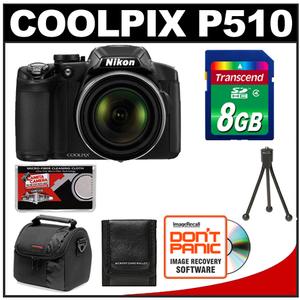 Nikon Coolpix P510 GPS Digital Camera (Black) - Refurbished with 8GB Card + Case + Accessory Kit - Digital Cameras and Accessories - Hip Lens.com