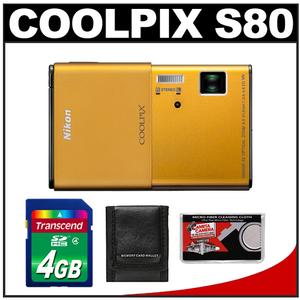 Nikon Coolpix S80 Digital Camera (Gold) - Refurbished with 4GB Card + Accessory Kit - Digital Cameras and Accessories - Hip Lens.com