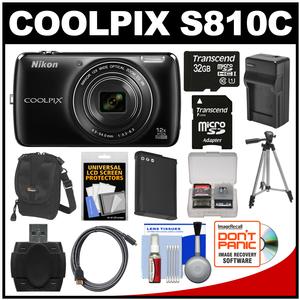Nikon Coolpix S810c Android Wi-Fi GPS Digital Camera (Black) with 32GB Card + Case + Battery/Charger + Tripod + Accessory Kit