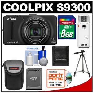 Nikon Coolpix S9300 GPS Digital Camera (Black) - Refurbished with 8GB Card + Battery + Case + Tripod + Accessory Kit - Digital Cameras and Accessories - Hip Lens.com