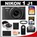 Nikon 1 J1 Digital Camera Body with 10-30mm VR Lens (Black) - Factory Refurbished with 32GB Card + Case + Battery + Filter +  2 Tele/Wide Lenses + Accessory Kit