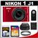 Nikon 1 J1 Digital Camera Body with 10-30mm VR Lens (Red) - Factory Refurbished with 16GB Card + Case + Filter + Remote + Accessory Kit