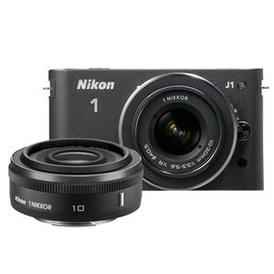 Nikon 1 J1 Digital Camera Body with 10mm f/2.8 & 10-30mm VR Lens (Black) - Digital Cameras and Accessories - Hip Lens.com
