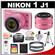 Nikon 1 J1 Digital Camera Body with 10-30mm & 30-110mm VR Lens (Pink) with 16GB Card + Case + (2) UV Filters + Tripod + Accessory Kit