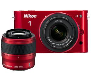 Nikon 1 J1 Digital Camera Body with 10-30mm & 30-110mm VR Lens (Red) - Digital Cameras and Accessories - Hip Lens.com