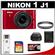 Nikon 1 J1 Digital Camera Body with 10-30mm VR Lens (Red) with 16GB Card + Case + UV Filter + Accessory Kit