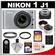 Nikon 1 J1 Digital Camera Body with 10-30mm VR Lens (Silver) with 32GB Card + Case + Filter + Remote + Wide Angle & Telephoto Lenses + Accessory Kit