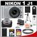 Nikon 1 J1 Digital Camera Body with 10-30mm VR Lens (Silver) with 32GB Card + Battery + Case + Lens Set + Filter + Remote + Tripod + Accessory Kit
