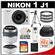 Nikon 1 J1 Digital Camera Body with 10-30mm & 30-110mm VR Lens (White) with 10mm f/2.8 Lens + 32GB Card + Case + Filters + Tripod + Accessory Kit