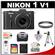 Nikon 1 V1 Digital Camera Body with 10-30mm VR Lens (Black) with 16GB Card + Case + UV Filter + Tripod + Accessory Kit