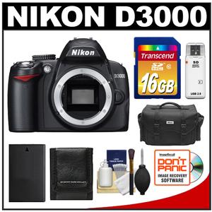 Nikon D3000 Digital SLR Camera Body - Refurbished with 16GB Card + Battery + Case + Accessory Kit - Digital Cameras and Accessories - Hip Lens.com