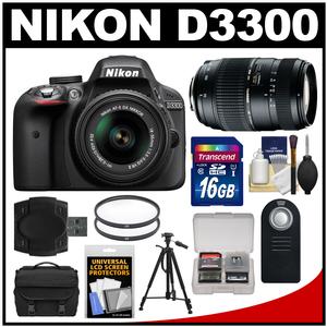 Nikon D3300 Digital SLR Camera & 18-55mm VR DX II AF-S Lens (Black) - Factory Refurbished with Tamron 70-300mm Di Zoom Lens + 16GB Card + Case + Tripod + Kit