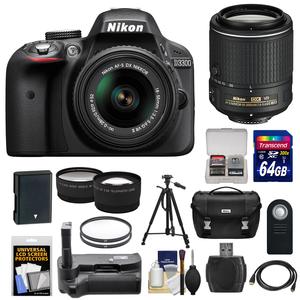 Nikon D3300 Digital SLR Camera & 18-55mm G VR DX II AF-S Zoom Lens (Black) with 55-200mm VR II Lens + 64GB Card + Battery + Case + Grip + Tele\/Wide Lens Kit Nikon D3300 Digital SLR Camera & 18-55mm G VR DX II AF-S Zoom Lens (Black) with 55-200mm VR II Lens + 64GB Card + Battery + Case + Grip + Tele\/Wide Lens Kit