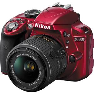 Nikon D3300 Digital SLR Camera & 18-55mm G VR DX II AF-S Zoom Lens (Red)