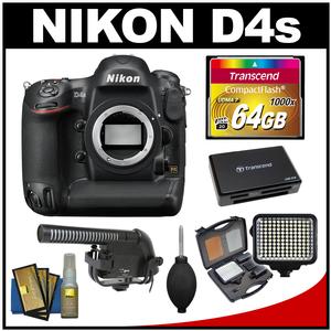 Nikon D4s Digital SLR Camera Body with Video Light + Video Microphone + 64GB Card + Accessory Kit