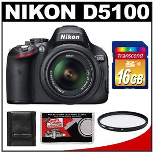 Nikon D5100 Digital SLR Camera & 18-55mm G VR DX AF-S Zoom Lens - Refurbished with 16GB Card + Filter + Accessory Kit - Digital Cameras and Accessories - Hip Lens.com