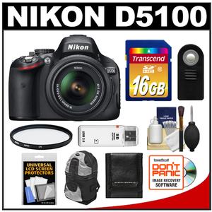 Nikon D5100 Digital SLR Camera & 18-55mm G VR DX AF-S Zoom Lens - Refurbished with 16GB Card + Sling Backpack + Remote + Filter + Accessory Kit - Digital Cameras and Accessories - Hip Lens.com