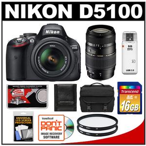 Nikon D5100 Digital SLR Camera & 18-55mm G VR DX AF-S Zoom Lens - Refurbished with Tamron 70-300mm Di Zoom Lens + 16GB Card + Case + 2 Filters + Accessory Kit - Digital Cameras and Accessories - Hip Lens.com