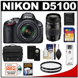 Nikon D5100 Digital SLR Camera & 18-55mm G VR DX AF-S Zoom Lens - Refurbished with Tamron 70-300mm Di Zoom Lens + 32GB Card + Remote + Case + 2 Filters + Access - Digital Cameras and Accessories - Hip Lens.com