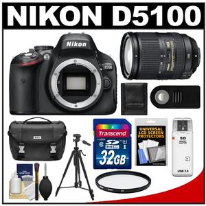 Nikon D5100 Digital SLR Camera Body with 18-300mm VR Zoom Lens + 32GB Card + Case + Filter + Remote + Tripod + Accessory Kit - Digital Cameras and Accessories - Hip Lens.com