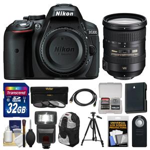 Nikon D5300 Digital SLR Camera Body (Black) with 18-200mm VR II Zoom Lens + 32GB Card + Backpack + Flash + Battery + Tripod Kit Nikon D5300 Digital SLR Camera Body (Black) with 18-200mm VR II Zoom Lens + 32GB Card + Backpack + Flash + Battery + Tripod Kit