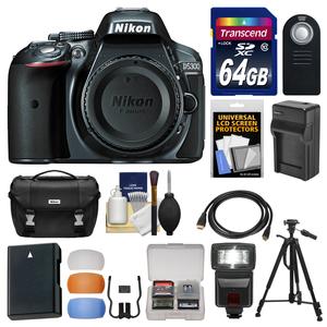 Nikon D5300 Digital SLR Camera Body (Grey) with 64GB Card + Case + Flash + Battery & Charger + Tripod Kit Nikon D5300 Digital SLR Camera Body (Grey) with 64GB Card + Case + Flash + Battery & Charger + Tripod Kit