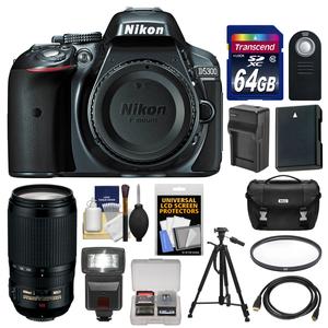 Nikon D5300 Digital SLR Camera Body (Grey) with 70-300mm VR Zoom Lens + 64GB Card + Case + Flash + Battery & Charger + Tripod Kit Nikon D5300 Digital SLR Camera Body (Grey) with 70-300mm VR Zoom Lens + 64GB Card + Case + Flash + Battery & Charger + Tripod Kit
