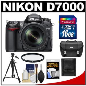 Nikon D7000 Digital SLR Camera & 18-105mm VR DX AF-S Zoom Lens with 16GB Card + Filter + Case + Tripod + Accessory Kit