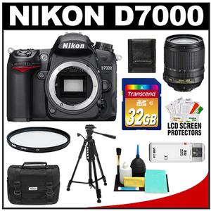 Nikon D7000 Digital SLR Camera Body - Refurbished & 18-105mm VR Lens with 32GB Card + UV Filter + Case + Tripod + Accessory Kit - Digital Cameras and Accessories - Hip Lens.com