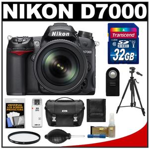 Nikon D7000 Digital SLR Camera & 18-105mm VR DX AF-S Zoom Lens with 32GB Card + Case + Tripod + Filter + Remote + Accessory Kit - Digital Cameras and Accessories - Hip Lens.com