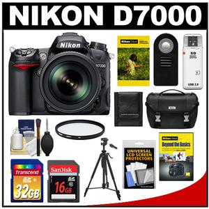 Nikon D7000 Digital SLR Camera & 18-200mm VR II DX AF-S Zoom Lens with 32GB & 16GB Cards + Case + DVD + Tripod + Filter + Remote + Accessory Kit - Digital Cameras and Accessories - Hip Lens.com