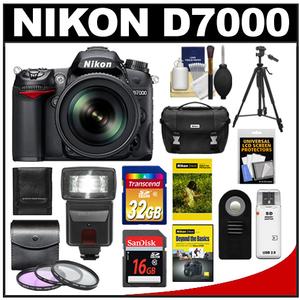 Nikon D7000 Digital SLR Camera & 18-200mm VR II DX AF-S Zoom Lens with 32GB & 16GB Cards + Case + DVD + Tripod + Flash + 3 Filters + Remote + Accessory Kit - Digital Cameras and Accessories - Hip Lens.com