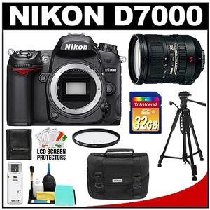 Nikon D7000 Digital SLR Camera Body - Refurbished & Nikon 18-200mm G VR II AF-S Lens with 32GB Card + UV Filter + Case + Tripod Kit - Digital Cameras and Accessories - Hip Lens.com