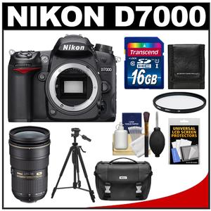 Nikon D7000 Digital SLR Camera Body with 24-70mm f/2.8G AF-S Zoom Lens + 16GB Card + UV Filter + Case + Tripod + Accessory Kit - Digital Cameras and Accessories - Hip Lens.com