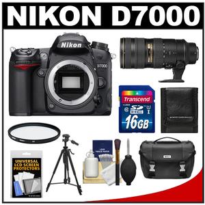 Nikon D7000 Digital SLR Camera Body with 70-200mm f/2.8G VR II AF-S Zoom Lens + 16GB Card + UV Filter + Case + Tripod Kit - Digital Cameras and Accessories - Hip Lens.com