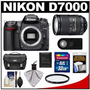 Nikon D7000 Digital SLR Camera Body with 18-300mm VR Zoom Lens + 32GB Card + Case + Filter + Remote + Accessory Kit - Digital Cameras and Accessories - Hip Lens.com
