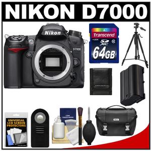 Nikon D7000 Digital SLR Camera Body with 64GB Card + Battery + Case + Tripod + ML-L3 Remote + Accessory Kit