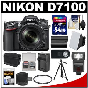 Nikon D7100 Digital SLR Camera & 18-140mm VR DX Lens (Black) with 64GB Card + Case + Flash + Battery/Charger + Tripod + Filter + Remote Kit