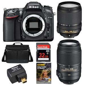 Nikon D7100 Digital SLR Camera with 18-140mm & 55-300mm VR Lenses WU-1a Bag & 32GB Card