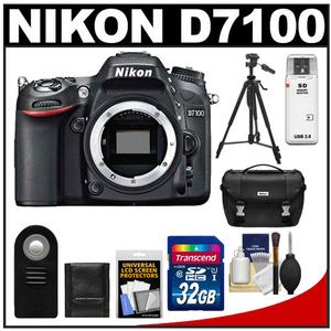 Nikon D7100 Digital SLR Camera Body with 32GB Card + Case + Remote + Tripod + Accessory Kit