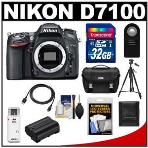Nikon D7100 Digital SLR Camera Body with 32GB Card + Case + Battery + Remote + Tripod + Accessory Kit