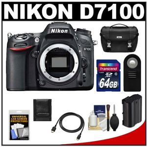 Nikon D7100 Digital SLR Camera Body with 64GB Card + Battery + Case + Remote + HDMI Cable + Accessory Kit